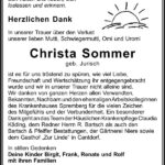 Danksagung Christa Sommer, geb. Jurisch