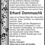 Danksagung Erhard Dommaschk