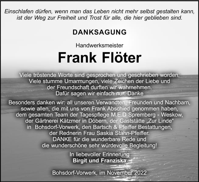 Danksagung Frank Flöter