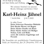 Traueranzeige Karl-Heinz Jähnel