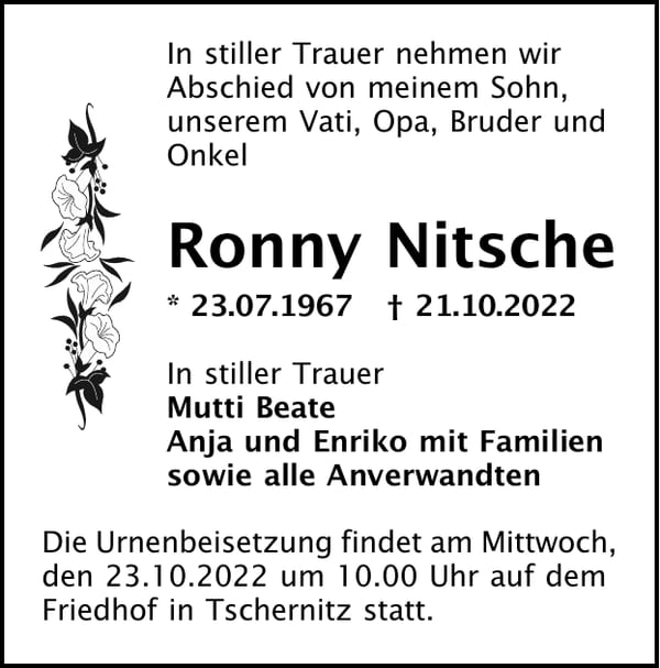 Traueranzeige Ronny Nitsche
