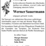 Danksagung Werner Sauermann