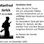 Danksagung Manfred Jarick