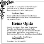 Danksagung Heinz Opitz