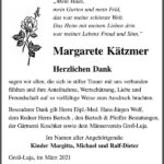 Danksagung Margarete Kätzmer