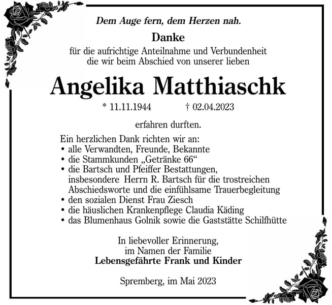 Danksagung Angelika Matthiaschk