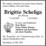 Traueranzeige Brigitte Scheliga, geb. Herzog