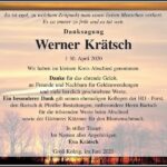 Danksagung Werner Krätsch