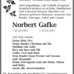 Traueranzeige Norbert Gafke