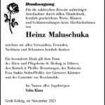 Danksagung Heinz Maluschka
