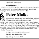 Danksagung Peter Malke
