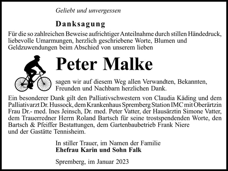Danksagung Peter Malke