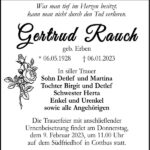 Traueranzeige Gertrud Rauch, geb. Erben
