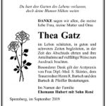 Traueranzeige Thea Gatz
