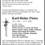Traueranzeige Karl-Heinz Fietze
