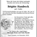 Danksagung Brigitte Handreck, geb. Nattke