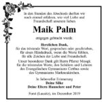 Danksagung Maik Palm