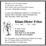 Traueranzeige Klaus-Dieter Fritze