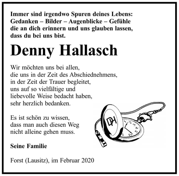 Danksagung Denny Hallasch