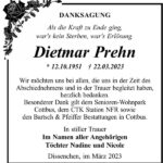 Danksagung Dietmar Prehn
