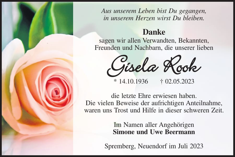 Danksagung Gisela Rook