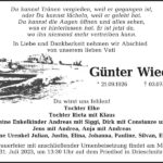 Traueranzeige Günter Wieder