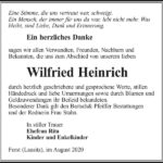 Danksagung Wilfried Heinrich