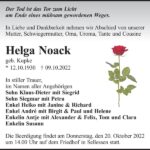 Traueranzeige Helga Noack, geb. Kupke