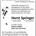 Traueranzeige Horst Springer