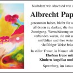 Danksagung Albrecht Papenroth