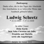 Danksagung Ludwig Scheetz