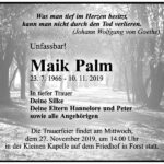 Traueranzeige Maik Palm