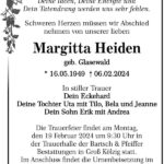 Traueranzeige Margitta Heiden, geb. Glasewald
