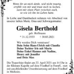 Traueranzeige Gisela Berthold, geb. Hoffmann