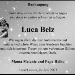 Traueranzeige Luca Belz