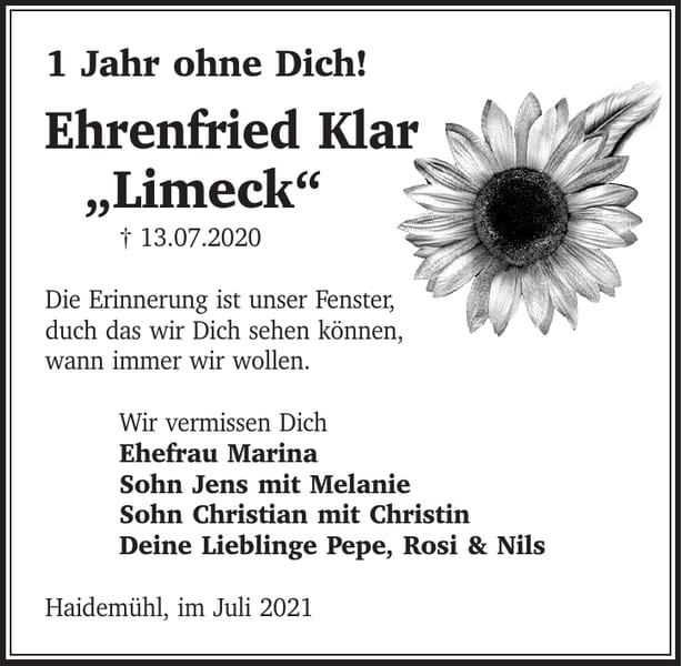 Jahresgedenken Ehrenfried Klar