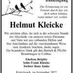 Danksagung Helmut Kleicke