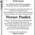 Danksagung Werner Paulick