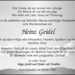 Danksagung Heinz Geidel