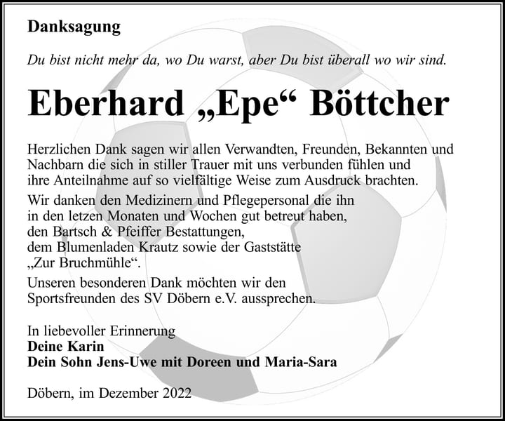 Danksagung Eberhard „Epe“ Böttcher