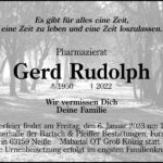Traueranzeige Gerd Rudolph