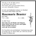Traueranzeige Rosemarie Beuster, geb. Duda