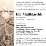 Traueranzeige Elli Matthiaschk, geb. Jannaschk