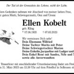 Traueranzeige Ellen Kobelt, geb. Kling