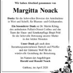 Danksagung Margitta Noack