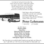 Traueranzeige Peter Lehmann