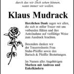 Danksagung Klaus Mudrack