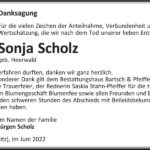 Danksagung Sonja Scholz, geb. Heerwald