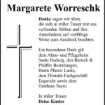Danksagung Margarete Worreschk
