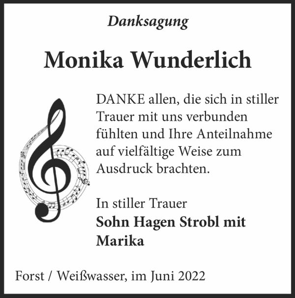 Danksagung Monika Wunderlich